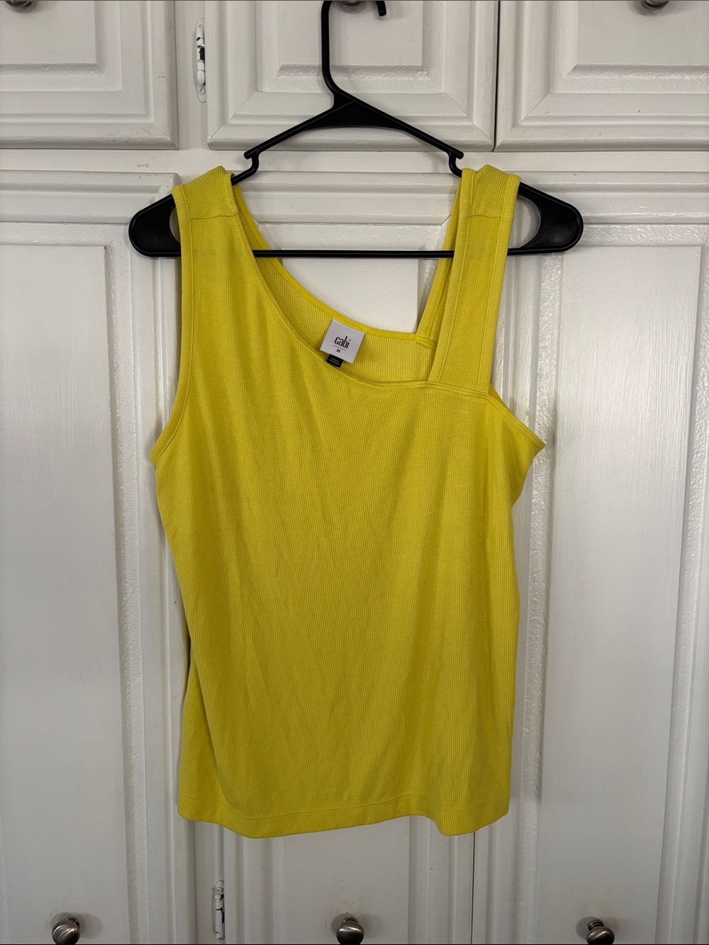 CAbi Lemon Yellow Double-Strap Asymmetric Tank